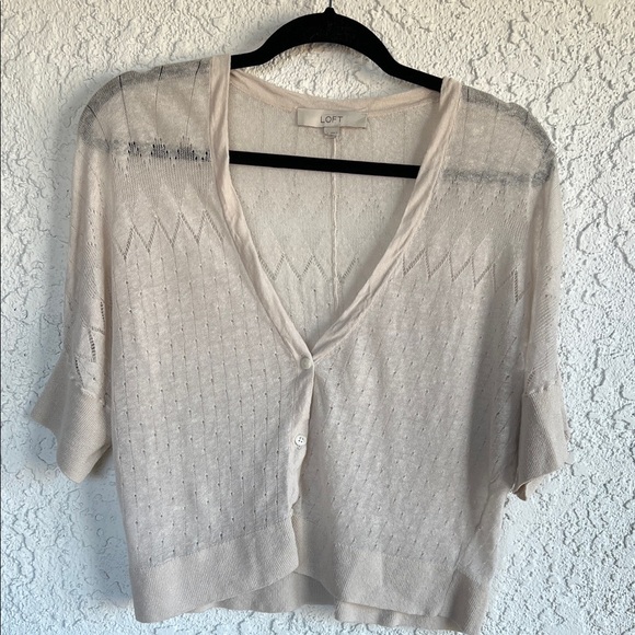 LOFT Light Cream Knit Cardigan - Picture 1 of 14